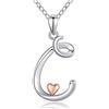 CELESTIA Donna Collana Iniziali Lettera C, Alfabeto e Cuore Ciondolo Gioielli di Argento Sterling 925 e Oro Rosa
