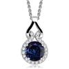 Crystalline Azuria Donna 18ct Placcato Oro Bianco Collana con Ciondolo con Rotondo Zaffiro simulato Blu Cristalli di Zirconi 45 cm