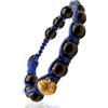 Samsara Bracciale Tibetano Buddista - shamballa con pietra in Onice Nero Lucido - Filo in cotone cerato blu