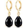 Crystalline Azuria Donna 18ct Placcato Oro Lacrima Orecchini Pendenti con Nero Cristalli di Zirconi