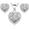 Crystalline Azuria Donna 18ct Placcato Oro Bianco Cuori Parure con Bianco Cristalli di Zirconi Collana con Ciondolo 45 cm Orecchini a Lobo