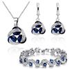 Crystalline Azuria Donna 18ct Placcato Oro Bianco Zaffiro simulato Blu Cristalli di Zirconi Parure Collana con Ciondolo 45 cm Orecchini Bracciale