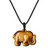 COAI Pendente Elefante in Pietra Dura Naturale Occhio di Tigre, Collana Pendente Unisex Laccio Regolabile