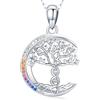 Friggem Collana albero della vita per donna, collana con nodo celtico in argento sterling 925, ciondolo albero genealogico, catena da 45,7 cm albero della vita gioielli regali per donna madre