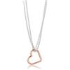 Miore Collana Donna Argento Sterling 925, Catenina Rodiata con Ciondolo Cuore Placcato Oro Rosa. Collana Lunga Cm 42 + Cm 5 di Estensione. Pendente anallergico.
