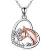 YFN Collana con Ragazza e Cavallo per Ragazze Gioielli in Argento Sterling per Cavalli Regali per Cavalli per Donne (Rose)