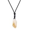 COAI Collana da Uomo e da Donna con Ciondolo Pendente di Citrino Grezzo, Collana di Citrino Unisex con Cordino in Pelle Regolabile