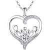 JO WISDOM Collana di Cuore Mamma Argento 925 Donna,Ciondolo con Catena Madre Figlia/Figlio Padre 3 bambini Famiglia Zirconia cubica AAA Aprile Birthstone,Regalo per la Mamma