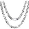 Bestyle Collana Uomo a Catena Cubana Miami 7MM Robusta Grossa, in Acciaio Inossidabile Placcato Platini Lunghezza 56CM, Stile Hip Hop Punk Confezione Regalo