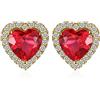 JewelryPalace Orecchini a Bottone Donna Argento 925 Con Creato Rubino Rosso, 3.8ct Cuore Piercing a Lobo, Piccoli Stud in Oro Set Gioielli