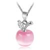 Crystalline Azuria Donna 18ct Placcato Oro Bianco Mela Collana con Ciondolo con Rosa Simulato Occhi di gatto pietra Cristalli 45 cm