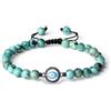 COAI Bracciale Occhio Turco con Perle di Turchese Africano da Uomo e da Donna, Bracciale Turchese Regolabile Unisex 16cm