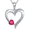 YL Collana cuore Argento 925 tagliato Luglio Pietra portafortuna Rubino Collana con Ciondolo a Doppio Cuore per Donna, 45-48 cm