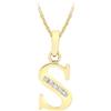 CARISSIMA Pendente con iniziale S in cubic zirconia 7 x 13 mm su collana con catena Prince of Wales da 0,4 mm in oro giallo 9 ct di lunghezza 46 cm/18 pollici