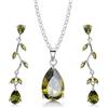Crystalline Azuria Donna 18ct Placcato Oro Bianco Lacrima Parure con Olivina verde Cristalli di Zirconi Collana 45 cm Orecchini Pendenti