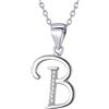 Morella Collana donna argento con ciondolo lettera B argento 925 rodinato con zirconi bianchi 45 cm