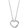 MIORE Collana con Cuore Oro Bianco con Diamanti Naturali, Vero Oro 9KT 375, Catenina con Pendente Cuore Lucido e Brillanti - Ciondolo con Catena anallergica. La Catenina è lunga Cm. 45.