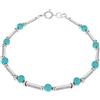Tuscany Silver Bracciale da Donna in Argento Sterling con Perline di Turchese e Barra da 19 cm/7.5