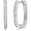 FANCIME Orecchini a Cerchio Piccoli Rettangolo per Donna in Argento Sterling 925 Placcato Oro Bianco con Zirconia Cubica Gioielli per Donna Ragazze - Dimensione: 15 * 12,5 mm