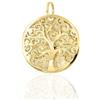 forme di Lucchetta - Ciondolo Albero della Vita in Oro Giallo 14 carati, Medaglia Diamantata diametro 17mm, Charms e Ciondoli per Catenina (fino a 4mm) per Donna Ragazza