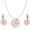 Crystalline Azuria Donna 18ct Placcato Oro Rosa Fiori Rose Cristalli Parure Collana con Ciondolo 45 cm Orecchini Monachella