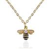 namana Naman Collana Donna con Ciondolo Ape Argento, Oro Giallo o Rosa - Zirconia Cubica e Smeraldo Nero - Regalo Ragazza