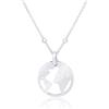 WANDA PLATA Collana Mondo da Donna e Ragazza Argento 925, Girocollo Ciondolo Mappamondo, Planisfero 40 cm+ 5 extra, Regalo per lei