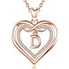 AEONSLOVE Collana con Lettera Donna Ciondolo Cuore con Iniziale Collana Nome Personalizzabile con Zirconia Rame Placcato Oro Rosa, Catena da 50,8 cm