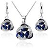 Crystalline Azuria Donna 18ct Placcato Oro Bianco Rotondo Zaffiro simulato Blu Cristalli di Zirconi Parure Collana con Ciondolo 45 cm Orecchini