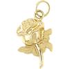 forme di Lucchetta - Ciondolo Gambo di Rosa in Oro Giallo 14 carati, 20x11mm, senza catenina, Charms e Ciondoli per Catenina (fino a 4mm) per Donna Ragazza