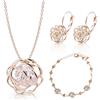 Crystalline Azuria Donna 18ct Placcato Oro Rosa Fiori Rose Cristalli Parure Collana Orecchini Monachella Bracciale