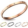 inSCINTILLE Bangle Bracciale Rigido Donna Uomo in Acciaio Inossidabile, Confezione Regalo Donna Uomo Inclusa, Braccialetti Bangles a Cerchio (Oro Rosa Punti Luce, Altezza 4mm - Circonferenza 21cm)