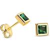 Miore Orecchini da Donna con Pietra Quadrata 9ct 375 oro giallo con Smeraldo Verde