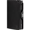 BEWMER Porta Carte di Credito 1 Schermato | Portafoglio Slim da Uomo e Donna | Porta Tessere e Documenti con Rfid Protection e Fermasoldi in Carbon Fiber (Nero Senza ZIP)
