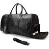 LUUFAN Borsa da viaggio in pelle Bagaglio a mano di grande capacità con scomparto per le scarpe, borsa a tracolla per le vacanze e i viaggi d'affari, Nero