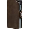 BEWMER Porta Carte di Credito 1 Schermato | Portafoglio Slim da Uomo e Donna | Porta Tessere e Documenti con Rfid Protection e Fermasoldi in Carbon Fiber (Marrone Senza ZIP)
