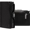 BEWMER Porta Carte di Credito 1 ZIP Schermato | Portafoglio Slim da Uomo e Donna | Porta Tessere e Documenti con Rfid Protection e Fermasoldi in Carbon Fiber (Nero Carbon con ZIP)