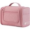 WANDF Grande borsa da toilette appendere, borsa da viaggio per cosmetici trousse viaggio accessori resistente all'acqua per uomo donne(Rosa scuro)