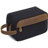 Vaschy Retro - Astuccio da bagno, unisex, da viaggio, impermeabile, in tela, in pelle, astuccio per trucco, portatile, kit per rasatura Dopp con due scomparti, retro nero, taglia unica, Retro nero,