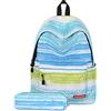 FANDARE Zaini Casual Galaxy Zainetto Ragazze Cartelle Donna per Scuola con Astuccio Adolescente Zaino da viaggio per Ragazzi bambini Borse a Zaino Daypack Schoolo Bag Poliestere Blu Verde
