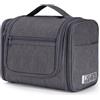 WANDF Grande borsa da toilette appendere, borsa da viaggio per cosmetici trousse viaggio accessori resistente all'acqua per uomo donne(Grigio)