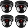 BW Telecamere CCTV di sicurezza a cupola finte, 4 pezzi, con luce LED lampeggiante rossa