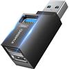 KiWiBiRD Hub USB mini, Multi porte 1x USB 3.0 2X USB 2.0, Multipla presa adattatore sdoppiatore ricarica splitter ciabatta per PC MacBook compatibile con chiavetta stampante tastiera mouse cuffie