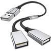 MOGOOD Sdoppiatore USB a Y, Cavo USB 2.0 Maschio a Due Prese Femmina, Estensione per Ricarica e Trasferimento Dati, Compatibile con Mac, Laptop, Xbox Series X|S, PS4, PS5