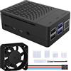 GeeekPi Custodia per Raspberry Pi 4B PWM, con Ventola 40X40X10mm e 4x Raspberry Pi 4, Dissipatore per Raspberry Pi 4 modello B (Nero)