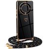 Mkej Custodia con Collana per Honor Magic 5 lite 5G, Cover Donna Cuore amore con Cordino, Case con Laccio Tracolla Elettrolitico TPU Cover con Collana per Honor Magic 5 lite 5G