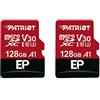 Patriot Memory 128GB A1 / V30 Scheda di memoria per telefoni e tablet Android, registrazione video 4K - Pacco da 2