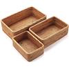 YANGQIHOME Cesto di Frutta Rotonde in Rattan, Ciotole in Cesta di Vimini Naturali, Organizer in Intrecciate per Cucina/Sala da Pranzo (Rettangolare)
