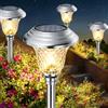BEAU JARDIN 4 Pezzi Lampade Solari da Giardino Acciaio Inossidabile, LED Luci Solari da Esterno, con Colore Cambiato, Per Illuminazione Faretti Solari da Esterno Prato Deck Cortile Neve Gelo