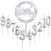 GOTRUST 10 pezzi numero 0 - 9 compleanno candele con numeri e 1 pezzo lettera Alles Gute zum Birthday Glitter Cake topper decorazione torta numero candele digitali per festa (argento)